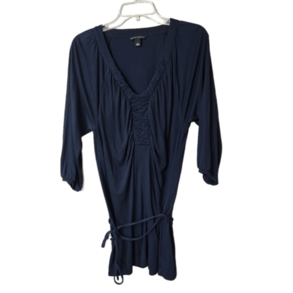 Banana Republic Tops - Banana Republic navy blue V neck 3/4 sleeve tie front top size Medium